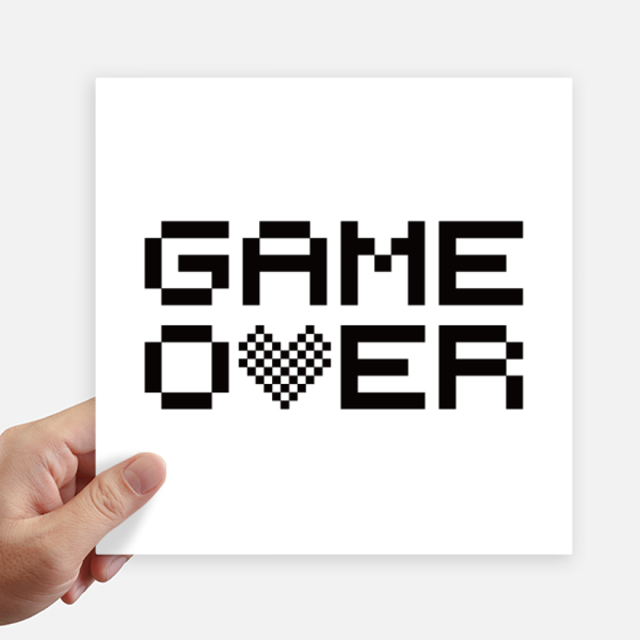 Grey Black Game Over Pixel Sticker Tags Wall Picture Laptop Decal Self adhesive