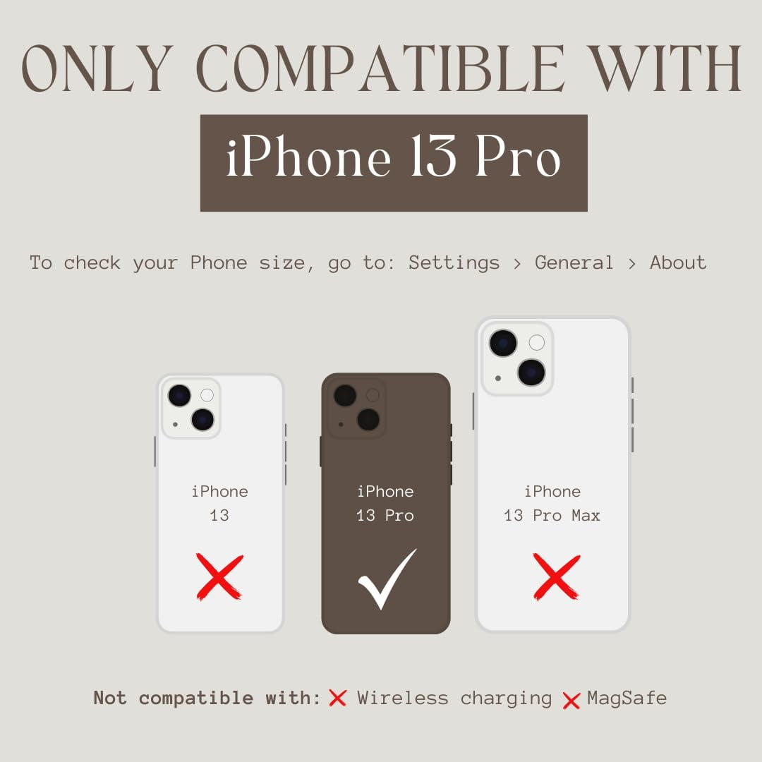 Walli Cases for iPhone 13 Pro Case Aesthetic Wallet Phone Case Card Holder, Securely Holds up to 2 Cards - Cute, Trendy Phone Cover for Women, fits iPhone 13 Pro, with Kickstand & Finger Strap