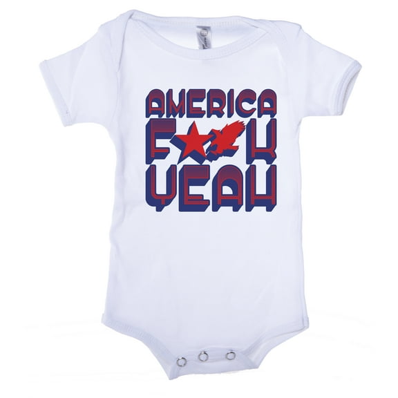 America F Yeah! Baby 4th of July shirt, Graphic Baby One piece - White CA165PATRIOT S7 3-6