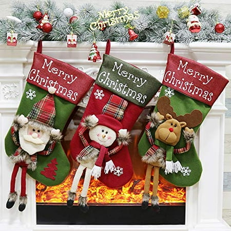 Christmas Stockings, Big Xmas Stockings Decoration - 18" Santa Snowman ...