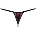 thumbnail image 2 of Botmois Men Bikini Thong Underwear Low-rise G-string Silk Soft Pouch T-back Lingerie Wine Red XL, 2 of 3