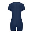 thumbnail image 4 of CheerKidz Women's Summer Yoga Short Sleeve Romper,Motion Fit Jumpsuit for Workout and Casual,Solid Color Sporty Outfit(Navy,XL), 4 of 5