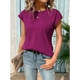 thumbnail image 3 of Womens Round Neck Solid Batwing Sleeve Tee Summer Blouse For Women, 3 of 6