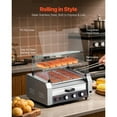 thumbnail image 4 of KFFKFF Hot Dog Roller with 11 Rollers, Stainless Steel Sausage Grill, 1950W Cooker with Bun Warmer, Cover, 3 Temperature Controls, Side Storage, Oil Tray, Ideal for Home & Commercial Use, 4 of 9