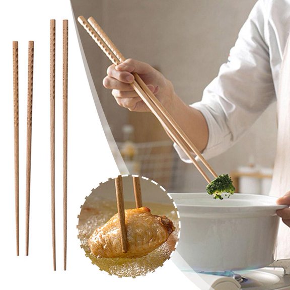 NOVELAR Long Wooden Frying Chopsticks 12.59 Inch, Heat Resistant for Oil and Soup, Essential for Hot Pot Meals and Family Dining