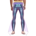 thumbnail image 2 of TiaoBug Mens Mermaid Pants King of The Sea Costume Metallic Shiny Fishscale Print Tights Leggings Purple XXL, 2 of 7