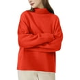 thumbnail image 2 of Women Mock Neck Sweater Chunky Long Sleeve Knitted High Low Hem Trendy Fall Winter Jumper Top size, 2 of 9