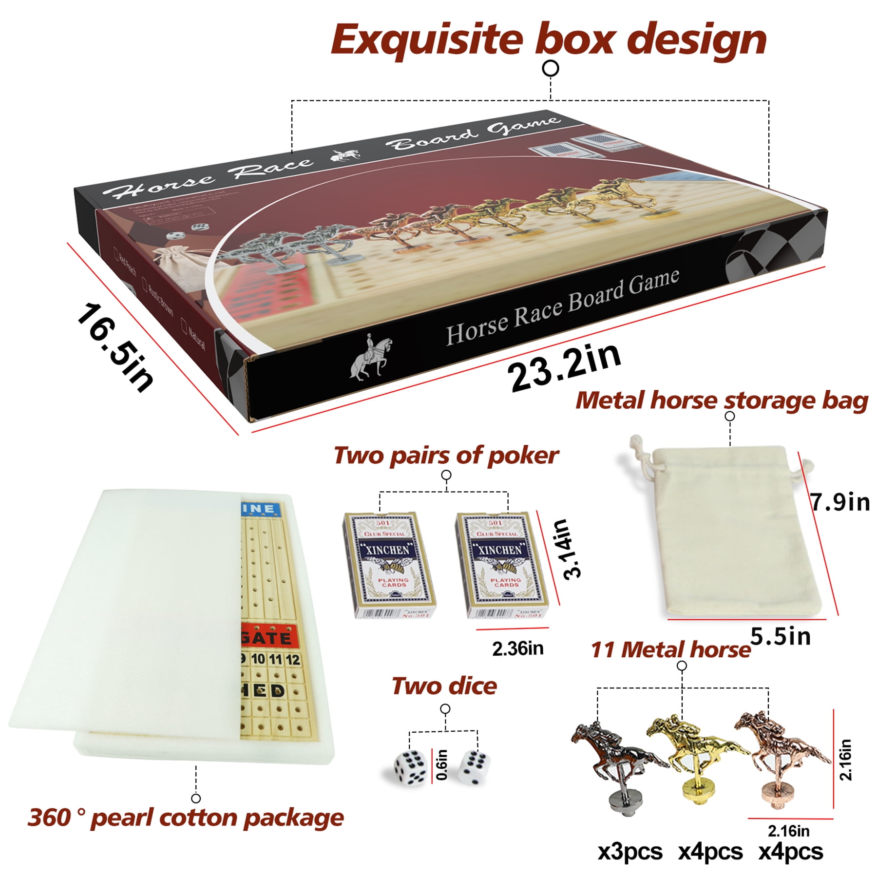 HOROW Horse Racing Board Game 13.00 Inches