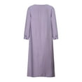 thumbnail image 4 of Women's Plus Size Long Dress Round Neck Loose Casual Cotton Maxi Dress Long Sleeve Solid Comfortable Home Dress with Pockets, 4 of 7