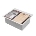 thumbnail image 4 of STARSTAR Workstation Ledge Topmount/Drop-in Single Bowl 304 Stainless Steel Kitchen/Yard/Bar/Laundry/Office Sink, With Grid, Colander, Cutting Board, Strainer (21 x 20 x 10 Wood Colander), 4 of 4