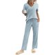 thumbnail image 3 of Ekouaer Womens Ribbed Knit Lounge Set Short Sleeve Top and Long Pants Sleepwear Pajama Set Two Piece Matching Outfits Set, 3 of 5