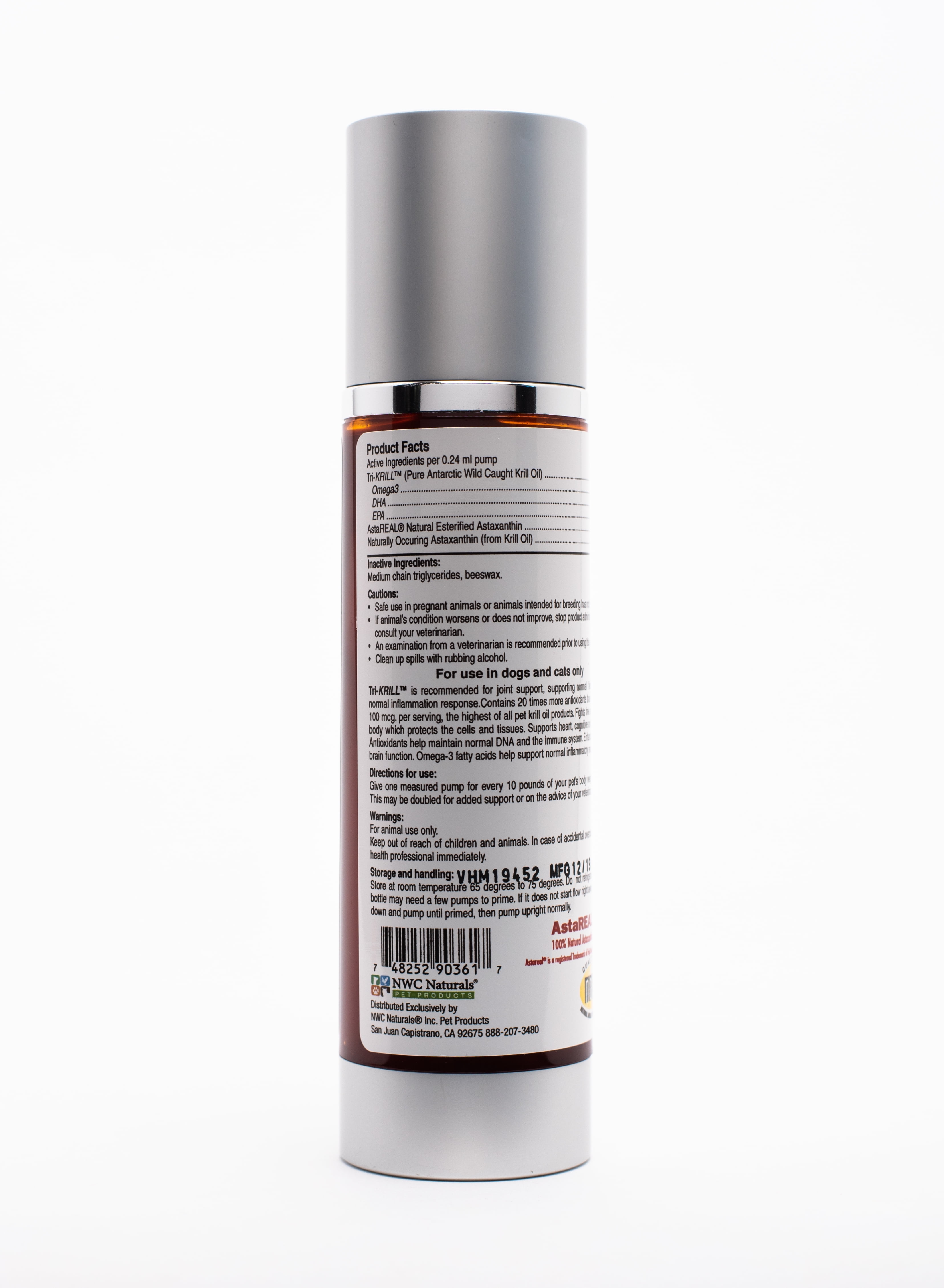 NWC Naturals Tri-Krill Oil Supplement for Dogs and Cats Supports Joint Brain Reduces Scratching and Shedding Air-Free Pump Pure Omega - 3 DHA EPA