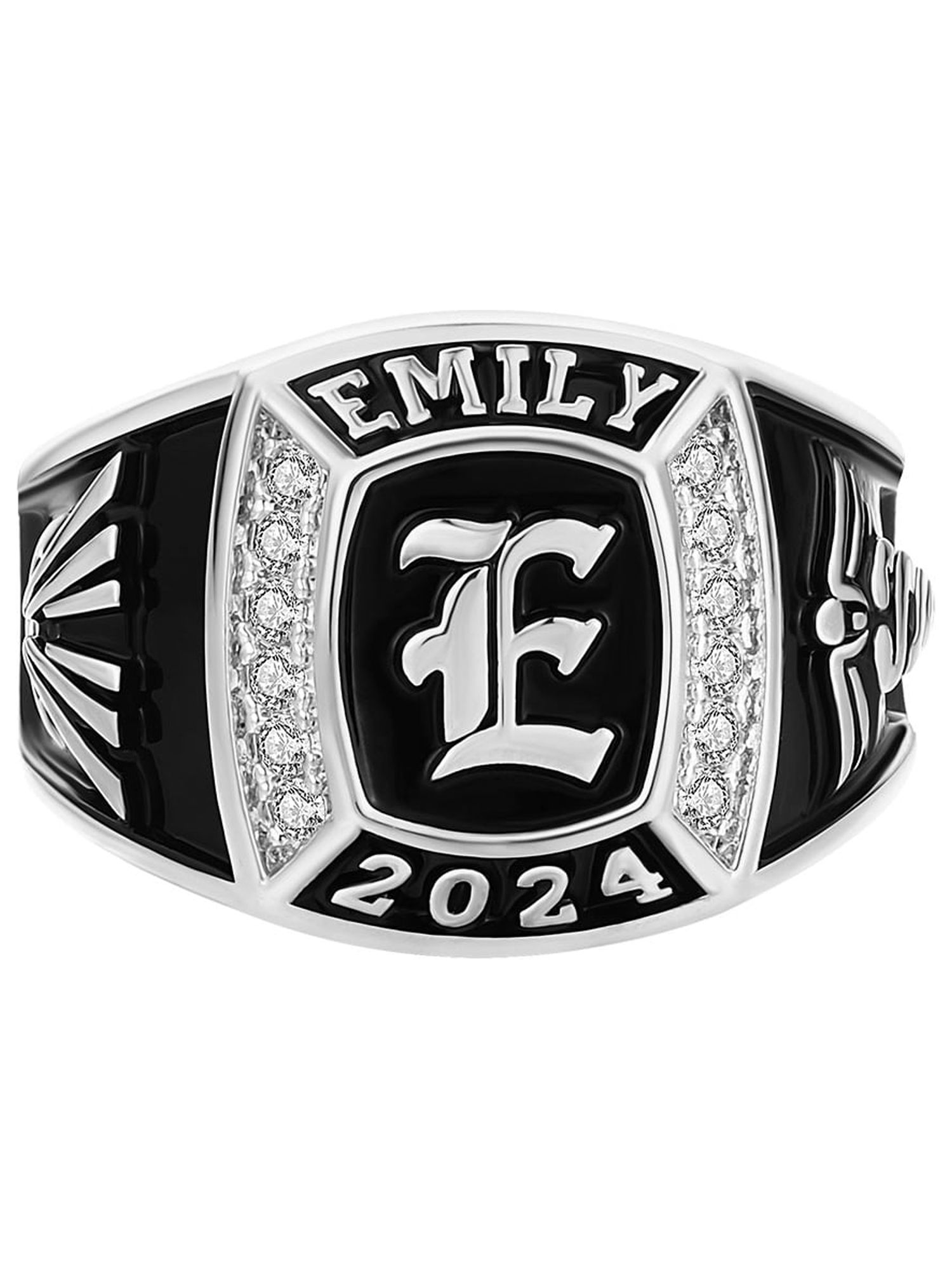 Order Now for 2025 Graduation, Freestyle Women's Initial CZ Square Birthstone Class Ring, Personalized, High School or College