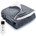 thumbnail image 1 of TEMOGU-Heated Blanket Electric Blanket Grey 50x60in, 10 Levels &1-9H Timer Auto-Off, Machine Washable, Soft Flannel Sherpa Full Body Warming, Sofa Bed Office Use, Heating Blanket, 1 of 4