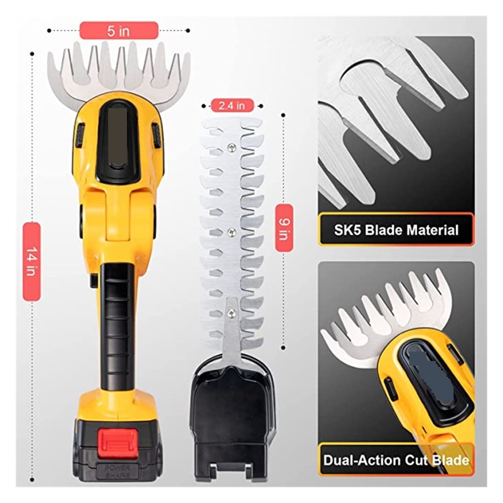 24V Cordless Electric Hedge Trimmer 2 in 1 Mini Handheld Hedge Trimmer Rechargeable Household Shrub Weeding Pruning Mower Tools ,2 IN 1 Trimmer & Edger