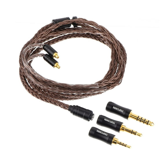 Tripowin Amber 32AWG OFC Oxygen Free Cable HiFi IEM Cable with Interchangeable 2.5mm/3.5mm/4.4mm Plug, PVC Sleeve Replacement Cable for Audiophile(MMCX)