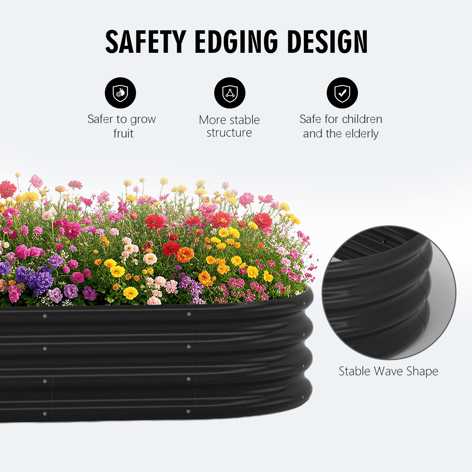 Nana Guard Galvanized Raised Garden Bed Kit, Galvanized Planter Raised Garden Boxes Outdoor, Oval Metal Raised Garden Beds for Vegetables,Black