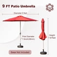 thumbnail image 2 of TOTAL 9FT Patio Umbrella Outdoor Market Umbrella with Silver Aluminum Pole, UV Resistant Canopy, Wind Vent, Tilt & Crank System, Perfect for Patio, Garden, Deck, Pool, Outdoor Dining, Brick red, 2 of 7
