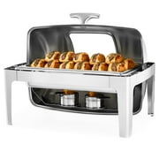 Wilprep 8.4 qt Roll Top Chafing Dish Buffet Set Stainless Steel Food Warmer Silver