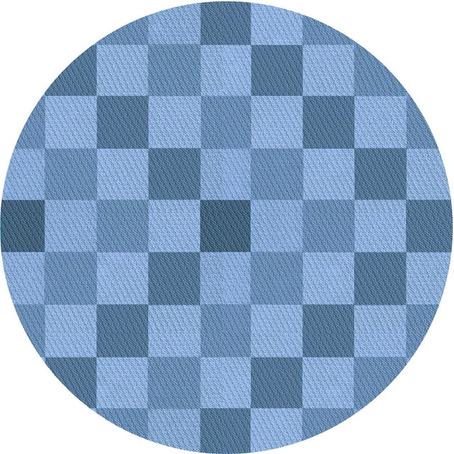 Ahgly Company Tapis de Zone Bleu pour Intérieur, Lavable à la Machine, Rond, Fenêtres Transitionnelles, 6 Pieds Rond