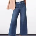 thumbnail image 4 of Wide-leg Denim Trousers Women's High-waisted Denim Jeans Wide-leg Trousers with Button Zipper Closure Ankle Length Retro Pants with Multi for Commute, 4 of 8