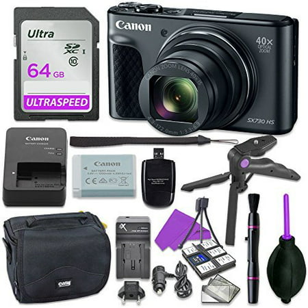 Canon Powershot SX730 Point & Shoot Digital Camera Bundle w/ Tripod Hand Grip , 64GB SD Memory , Case and