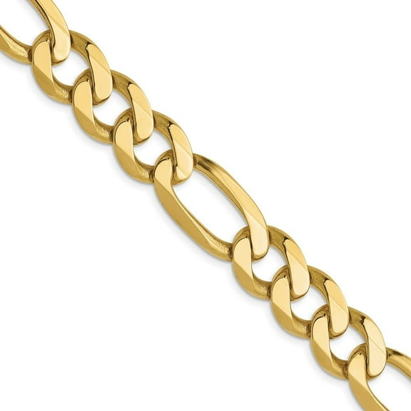 Auriga Fine Jewelry 10K Yellow Gold 10 mm Flat Figaro Chain Necklace for Men 20"