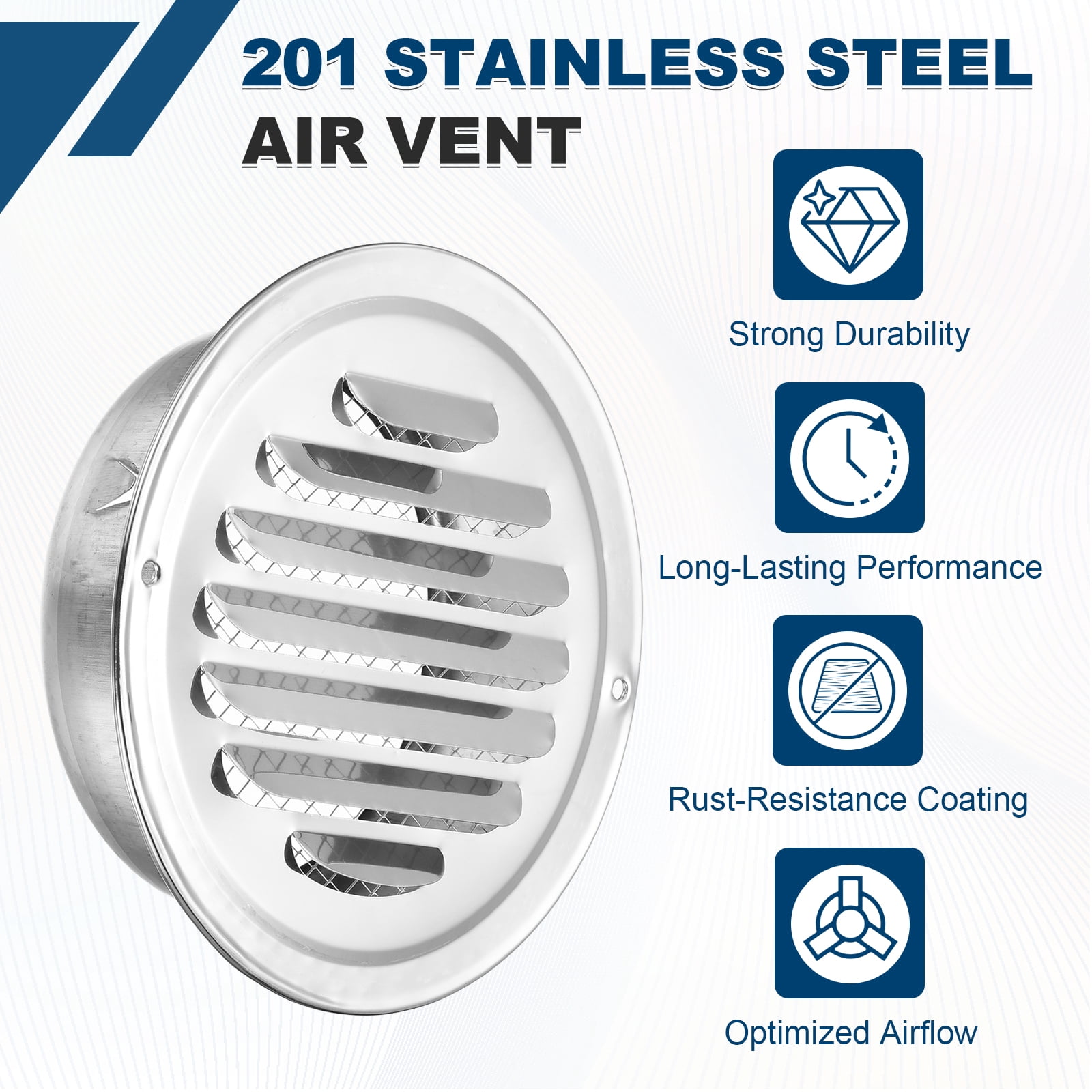 Uxcell 2pcs Stainless Steel Soffit Vent 5" Round Louver Grille Cover Air Vent Hood Soffit Exhaust with Screen Mesh for Wall Ceiling Mount Bathroom Garage Attic Ventilation