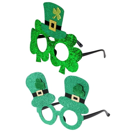 

Shamrock Eyeglasses Party Eyewear Irish St. Patricks Day Frames Props Plastic 2 Pcs