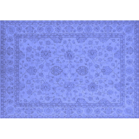 Ahgly Company Machine Washable Indoor Rectangle Oriental Blue Industrial Area Rugs, 5' x 7'