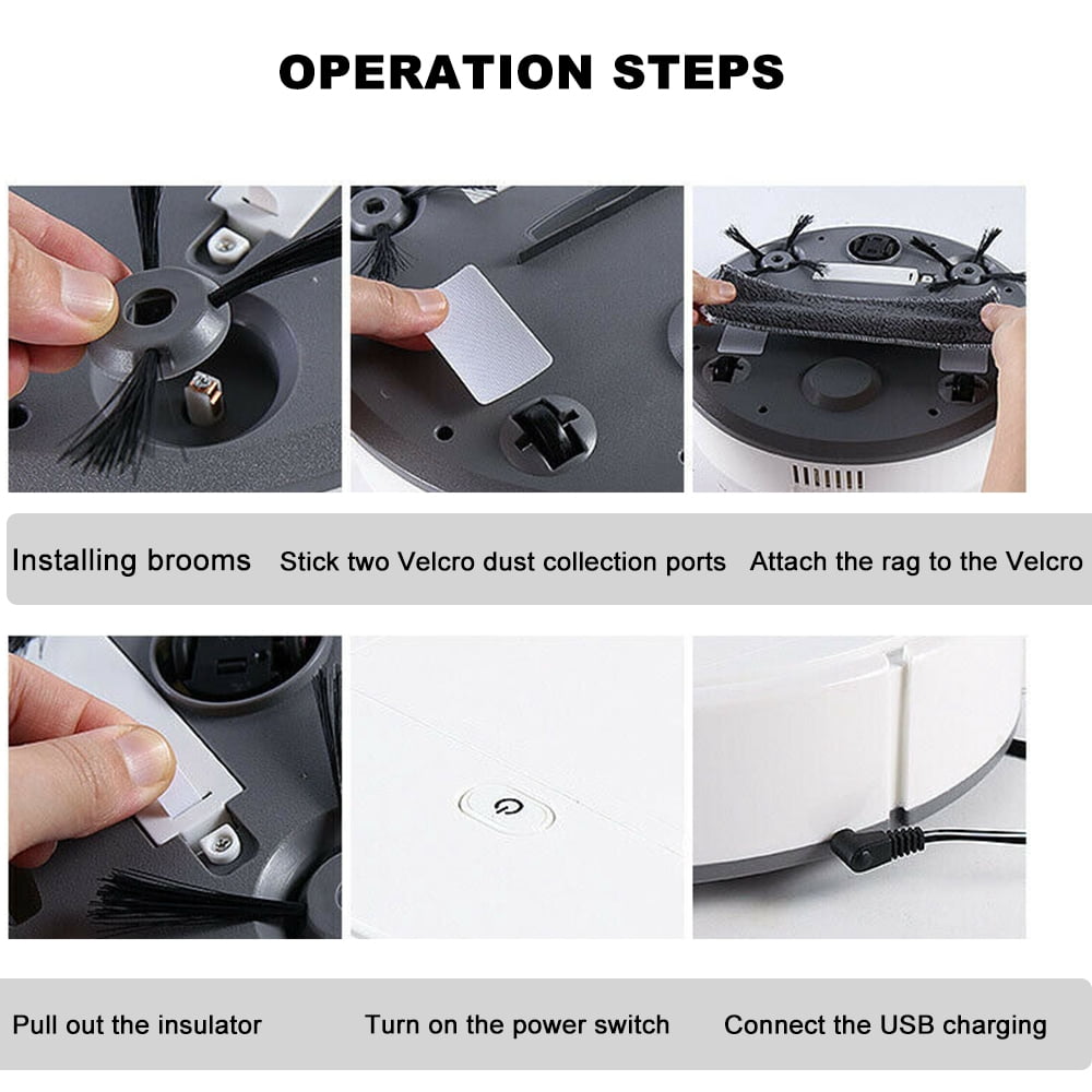 PENGXIANG 3 IN 1 Intelligent Robot Vacuum Cleaner Automatic Strong Suction Sweeper Smart Black