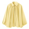 thumbnail image 6 of QHFBli Women's Puffed Bomber Jacket Oversized Streetwear Casual Batwing Sleeve Lapel Collar Zip Front Pleated Shirts, 6 of 6