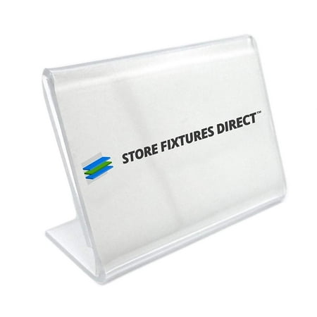 Small Counter Top Acrylic Sign Holder, Horizontal L Shaped Card Holder, 2.5" H x 3.5" W, 5 Pack
