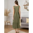 thumbnail image 5 of Weardear Women Summer Maxi Dress 2024 Casual Sleeveless Dress Tiered Boho Flowy Sundress A Line T Shirt Dress with Pocket, 5 of 5