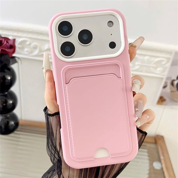 2 in 1 Wallet Card Holder Silicone Phone case for iPhone 17 16 15 14 13 12 11 Pro Max Air Plus Full Shockproof Back Bumper Cover,Dark Pink,for iPhone 16 Pro
