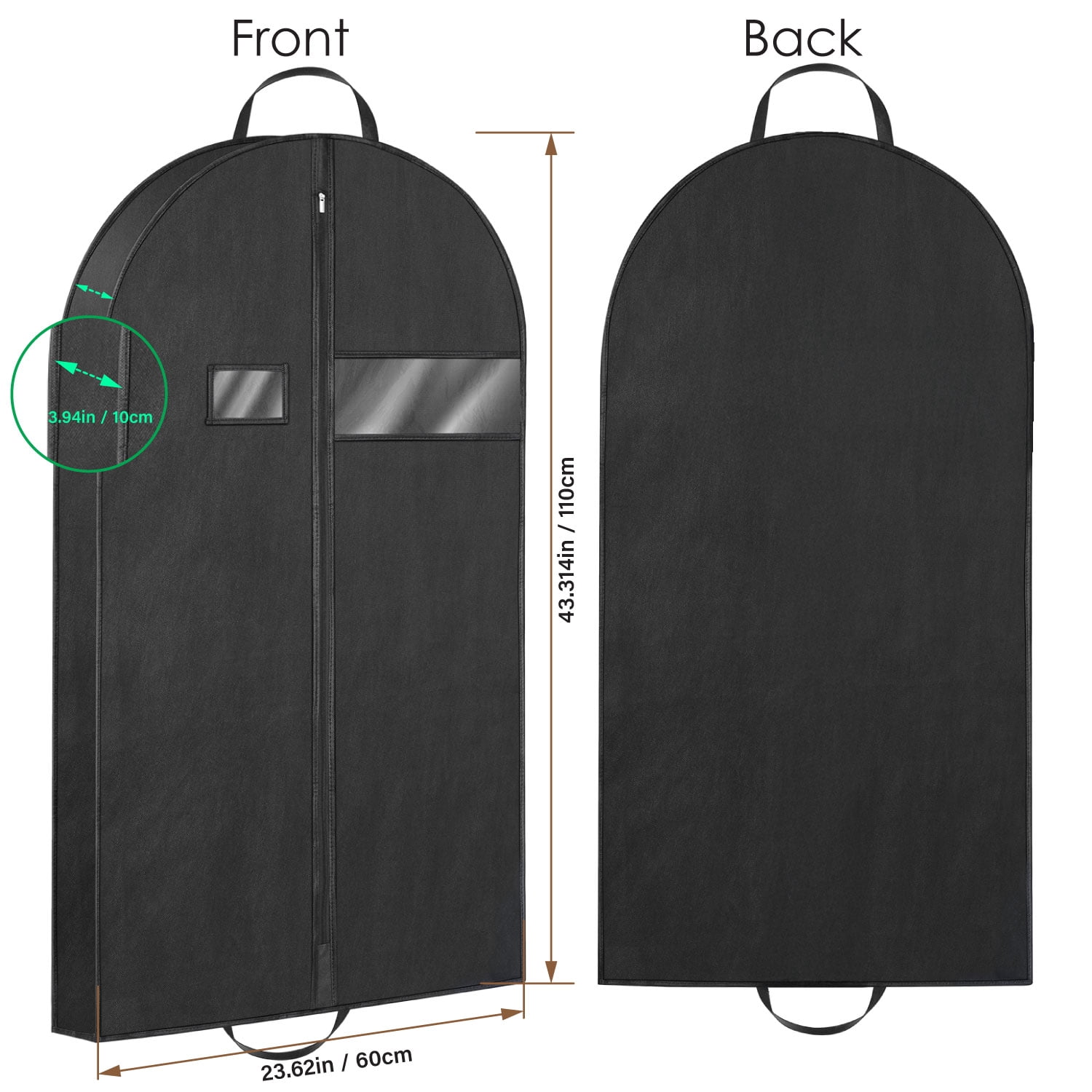 Mber 3 Pack 43" Garment Bags for Hanging Clothes, Travel Suit Bag for Closet Storage, Garment Bag with Handles for Suits Dance Costumes Coats, Black