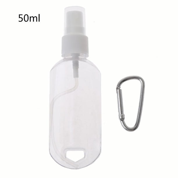az 30ml 50ml reutilizable portátil mini tamaño alcohol spray botella desinfectante de manos viaje pequeño titular gancho llavero portador
