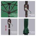 thumbnail image 5 of LAUREL CANYON 9ft Patio Umbrella Outdoor Umbrella Market Table Umbrellas with Push Button Tilt, Crank and 6 Sturdy Ribs for Lawn, Garden, Deck, Backyard & Pool, Dark Green, 5 of 9