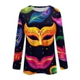 thumbnail image 5 of Resicozy Mardi Gras Shirts for Women 2026 Trendy Printed Crewneck Shirts Mardi Gras Long Sleeve New Party Tops Gray L, 5 of 5