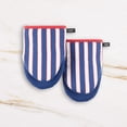 thumbnail image 2 of shiyou-Botanical Stripe Mini Oven Mitt 2-Pack Set, 5.5" x 8", Navy Blue/Red, 2 of 4