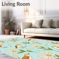thumbnail image 2 of ODIKA 5'x7' Machine Washable Non-Slip Area Rug, Vintage Botanical Birds and Floral Motifs with Delicate Feather Accents High Traffic Rug with Pad, Blue, 477879, 2 of 8