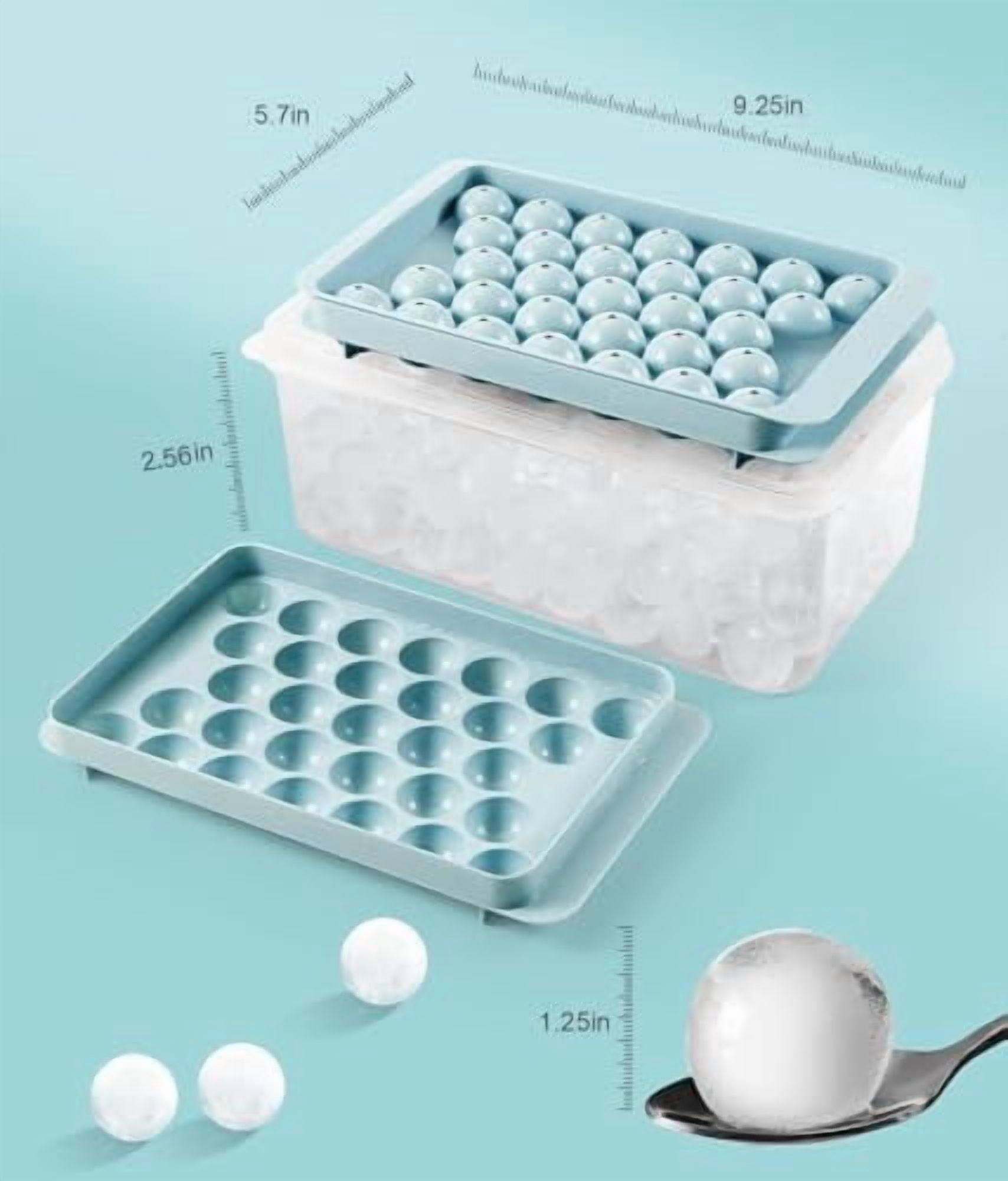 Stackable Round Ice Cube Tray with Lid and Bin - BPA-Free Food Grade Ice Ball Maker Mold for Freezer, Perfect for Cocktails, Whiskey, Coffee, and All Beverages