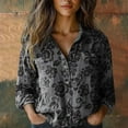 thumbnail image 2 of Women's Tops, Tees & Blouses Printed Cotton Long Sleeve Button Down Womens Spring Summer Shirts, 2 of 3