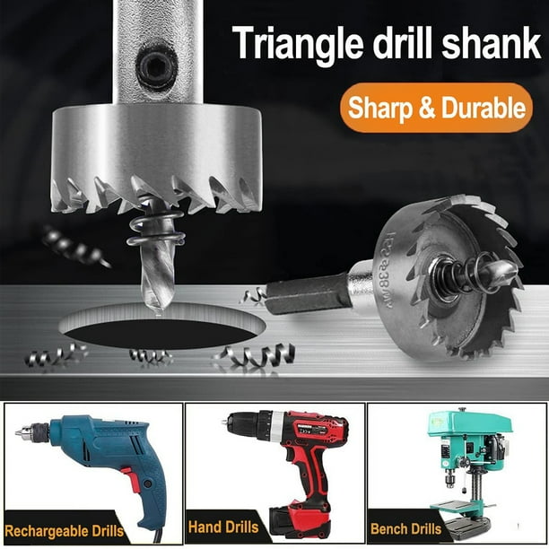 5x Hole Saw Opener Drill Bits Set Woodworking High speed 15 16mm 18.5mm 20mm 25mm 30mm Drilling Hand for Plate Wood Silver Gray