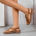 thumbnail image 3 of Rokment Womens Sparkly Sequin Flower Orthopedic Dress Sandals Beach Summer Comfortable Leather Arch Support Wedge Low Heel Slingback Walking Sandals B Size 8, 3 of 6