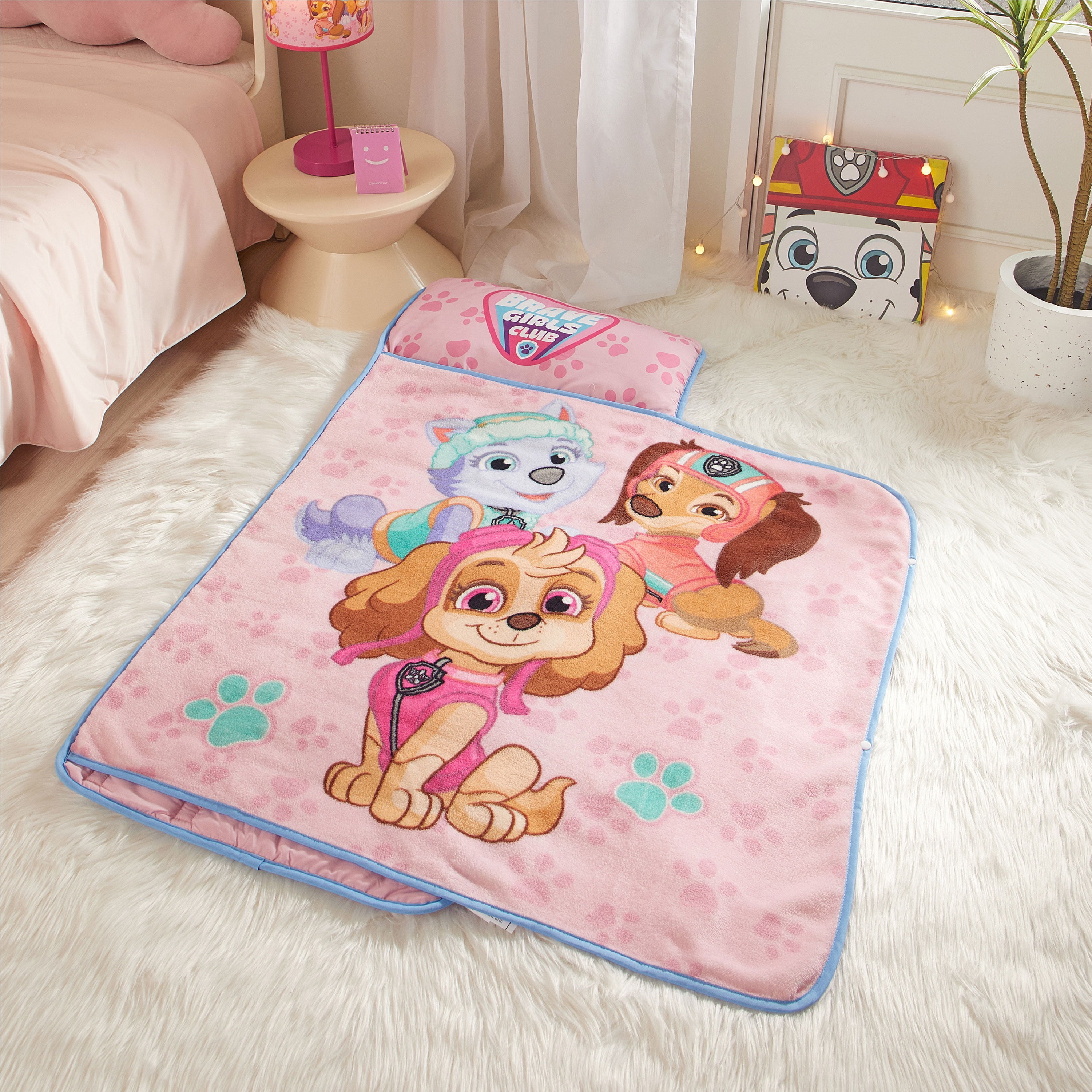 Paw Patrol Brave Girls Club Nap Mat, Pink , 21 x 46, Polyester