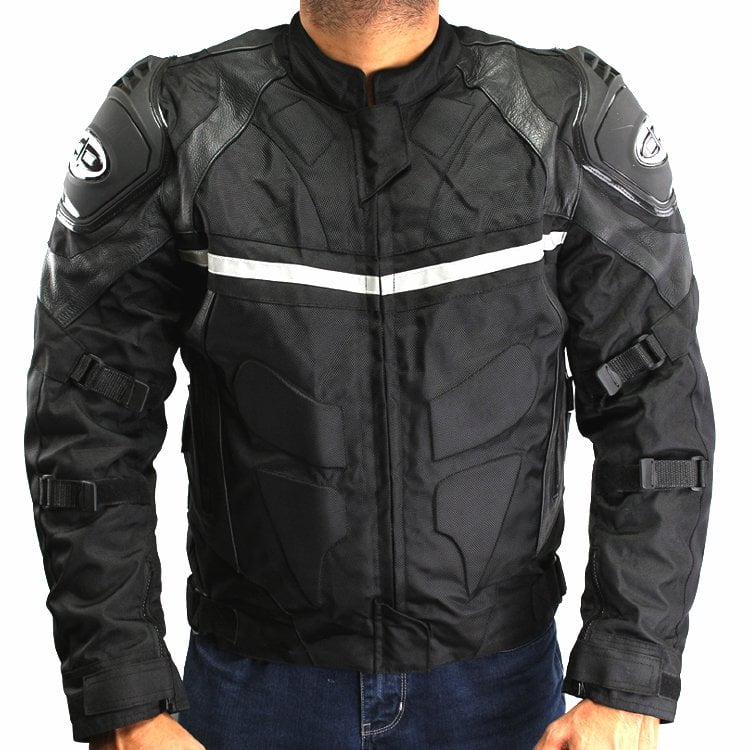 Mens Motorcycle Waterproof Jacket Armoured Cordura Textile Motorbike Top Black P 