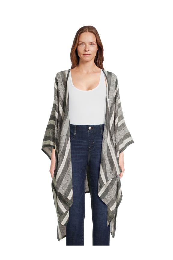 Women's Yarn Dyed Layering Wrap, Black Soot