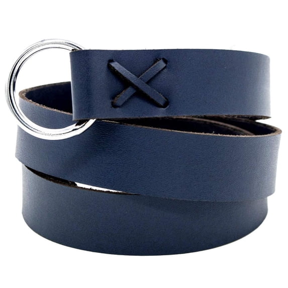 Mythrojan O Ring Medieval Leather Viking Belt LARP Renaissance Belt - Blue