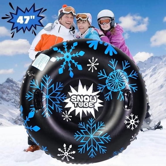 47" Snow Tubes, Heavy Duty Inflatable Snow Sleds with Handles for Kids Adults Sledding Skiing Winter Sports